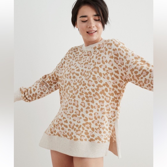 Aerie Cheetah Crewneck Oversized Sweatshirt size Small - Picture 1 of 5